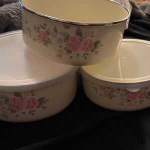 Vintage Enamel Storage Bowl Set